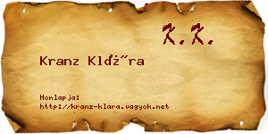 Kranz Klára névjegykártya